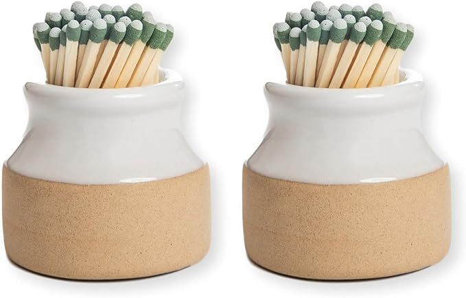 Demi's Home Match Striker - Set of 2 - White - (Matches Not Included) - Ceramic Match Holder with... | Amazon (US)