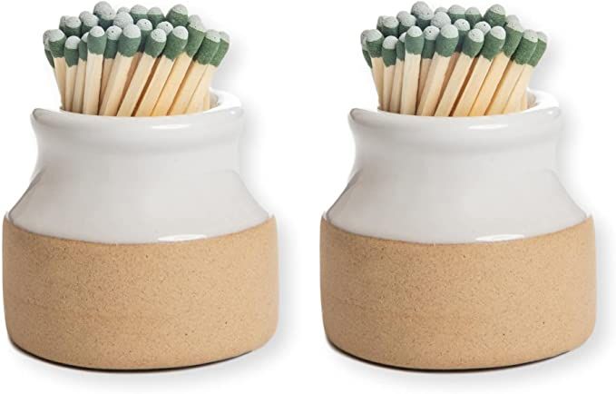Demi's Home Match Striker - Set of 2 - White - (Matches Not Included) - Ceramic Match Holder with... | Amazon (US)