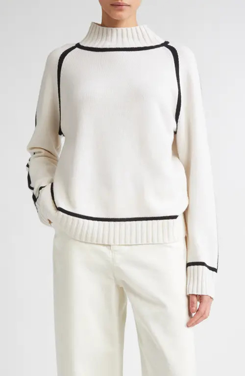 Max Mara Studio Pescara Merino Wool & Cashmere Mock Neck Sweater in White at Nordstrom, Size Small | Nordstrom