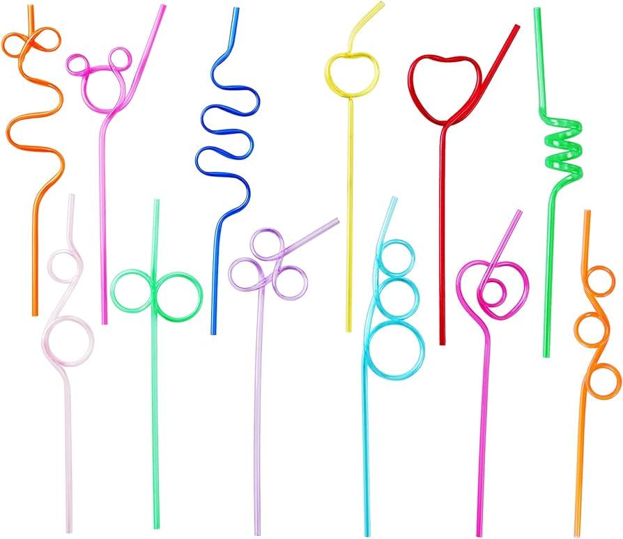 Crazy Straws,24 Pcs Silly Straws for Kids &Adults,Reusable Plastic Loop Curly Crazy Drinking Stra... | Amazon (US)
