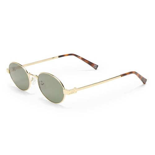 Le Specs Poseidon Deux Sunglasses - Gold Khaki, Round, Unisex, Contemporary 90s Style | Amazon (US)