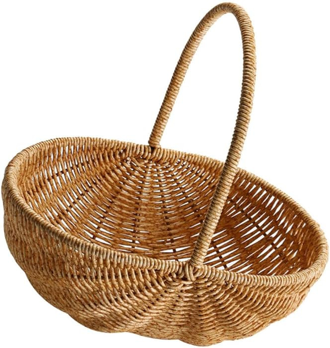 Alipis Wicker Basket with Handle - Easter Candy Basket Rattan Storage Basket Easter Woven Basket ... | Amazon (CA)