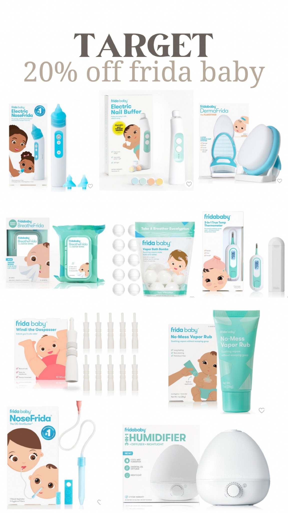 Target Deal: 20% off Frida Baby!!! We love Frida baby items. So many of these are on my to buy list so I’m stocking up!!! 

Target baby, baby deals, baby sale, baby finds, Target finds, sale alert, deal alert

#LTKfindsunder50 #LTKbaby #LTKsalealert