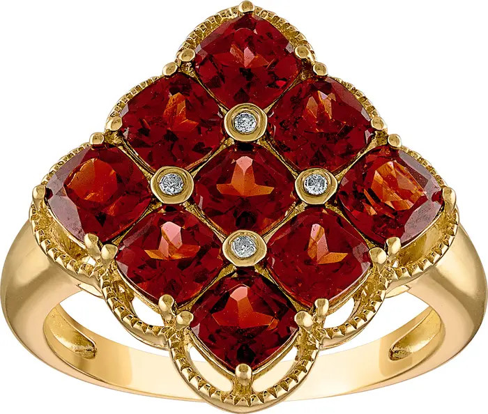FZN 14K Gold Plated Sterling Silver Garnet & Diamond Ring | Nordstromrack | Nordstrom Rack