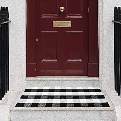 Buffalo Plaid Door Mat Black and White Checkered Rug Hand Woven Door Mats Entryway Rugs (23.6" x ... | Amazon (CA)