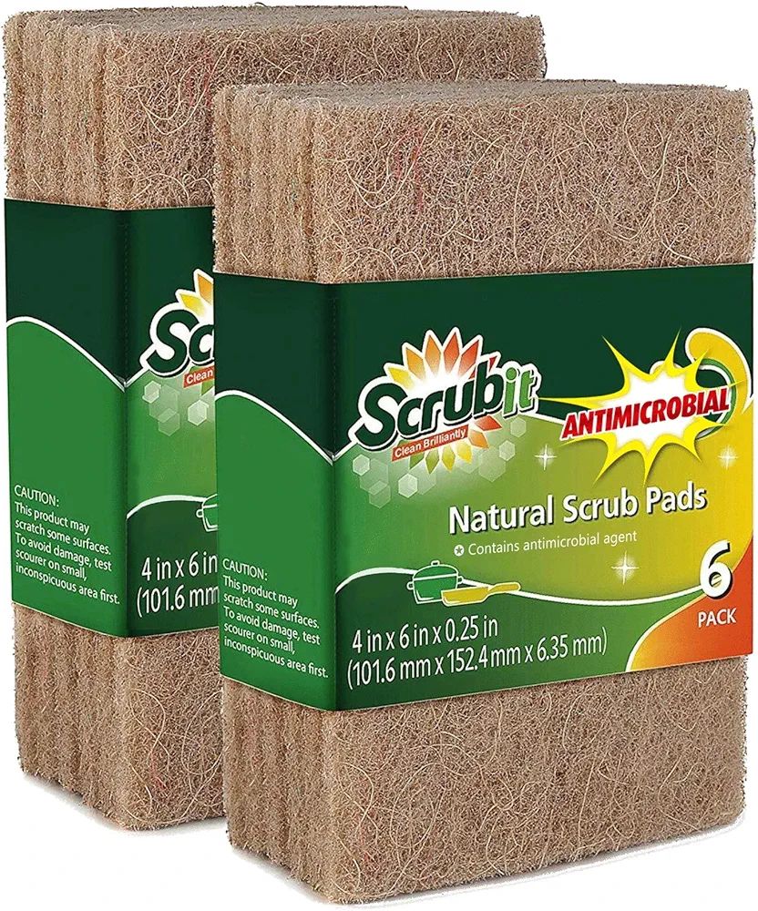 SCRUBIT Natural Scouring Pads (12 Pack) - Eco Friendly Scrubbing Pads for Kitchen Cleaning, Dishe... | Amazon (US)