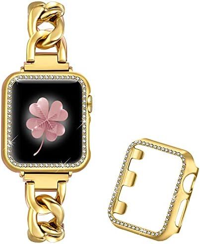 Dilando Cool Chain Metal Link Bands Compatible with Apple Watch 38mm 40mm 41mm Women Men, Gold St... | Amazon (US)