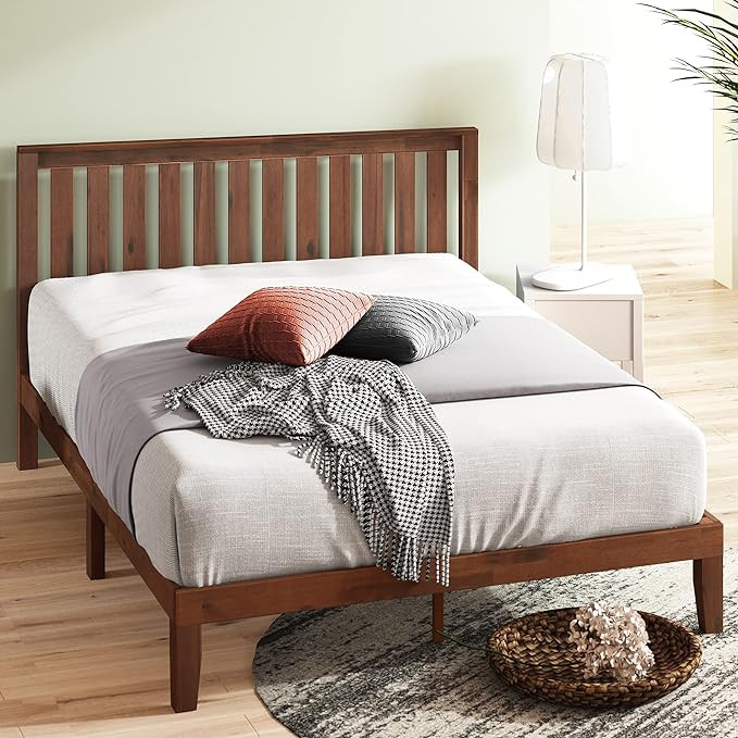 ZINUS Vivek Wood Platform Bed Frame with Headboard, Solid Wood Foundation with Wood Slat Support,... | Amazon (US)