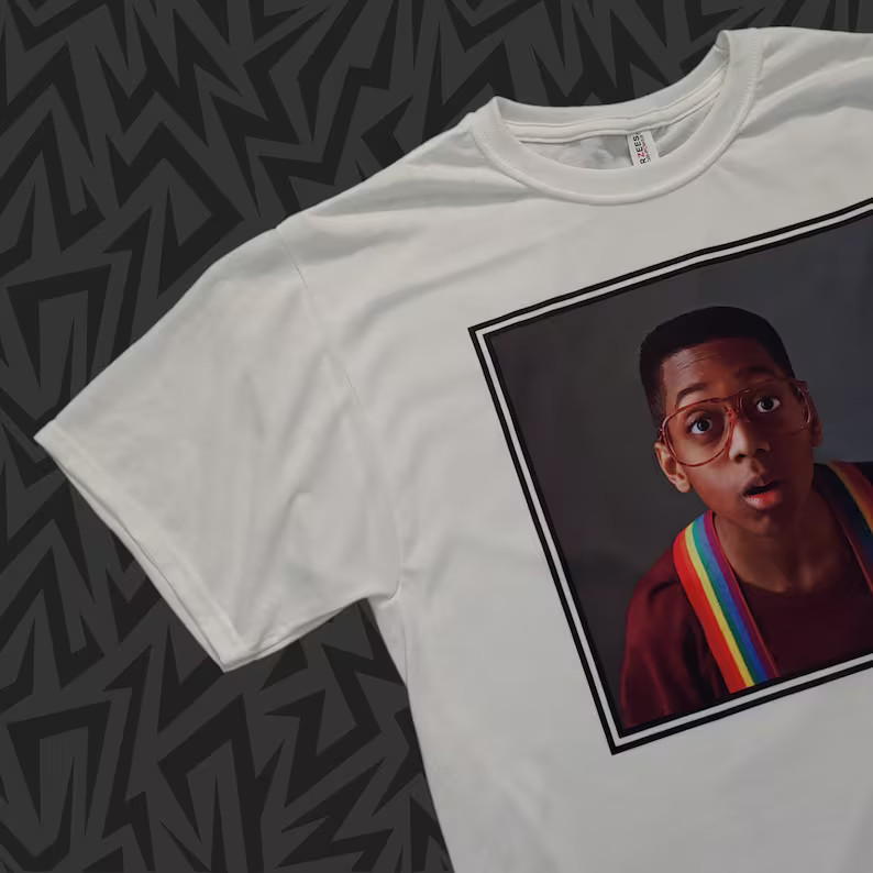 New T-Shirt STEVE URKEL Family Matters Great Close-up with Rainbow Suspenders! TGIF Television 80... | Etsy (US)
