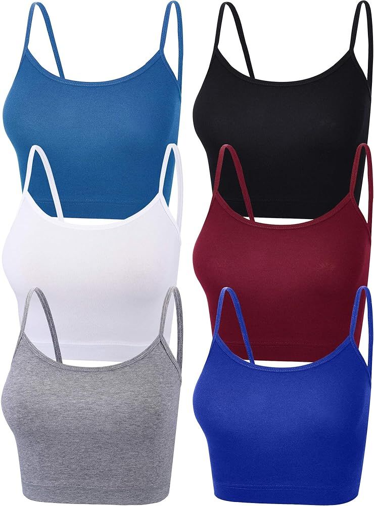 6 Pieces Women Crop Cami Top Spaghetti Strap Tank Top Racerback Sleeveless Camisole Tops for Spor... | Amazon (US)