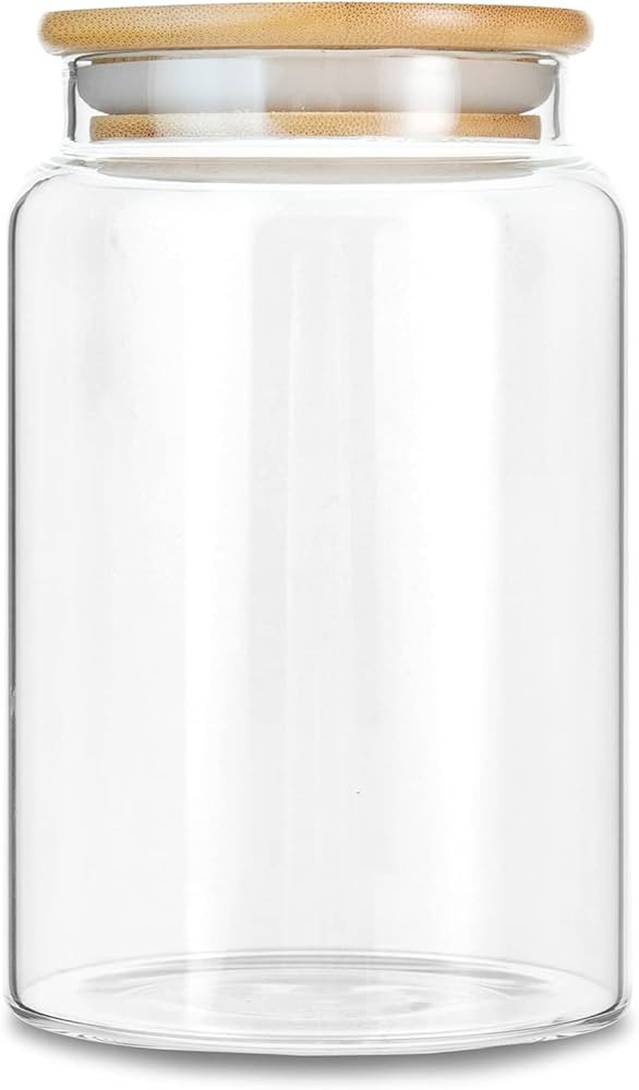 MOLADRI 900ML/30Oz Clear Cute Glass Storage Canister Holder with Airtight Bamboo Lid, Modern Deco... | Amazon (US)