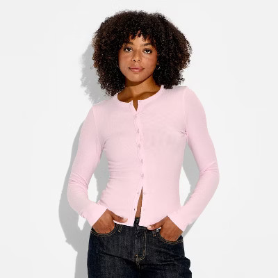 Women's Cozy Leisure Long Sleeve Blouse - Wild Fable™ Pink L | Target