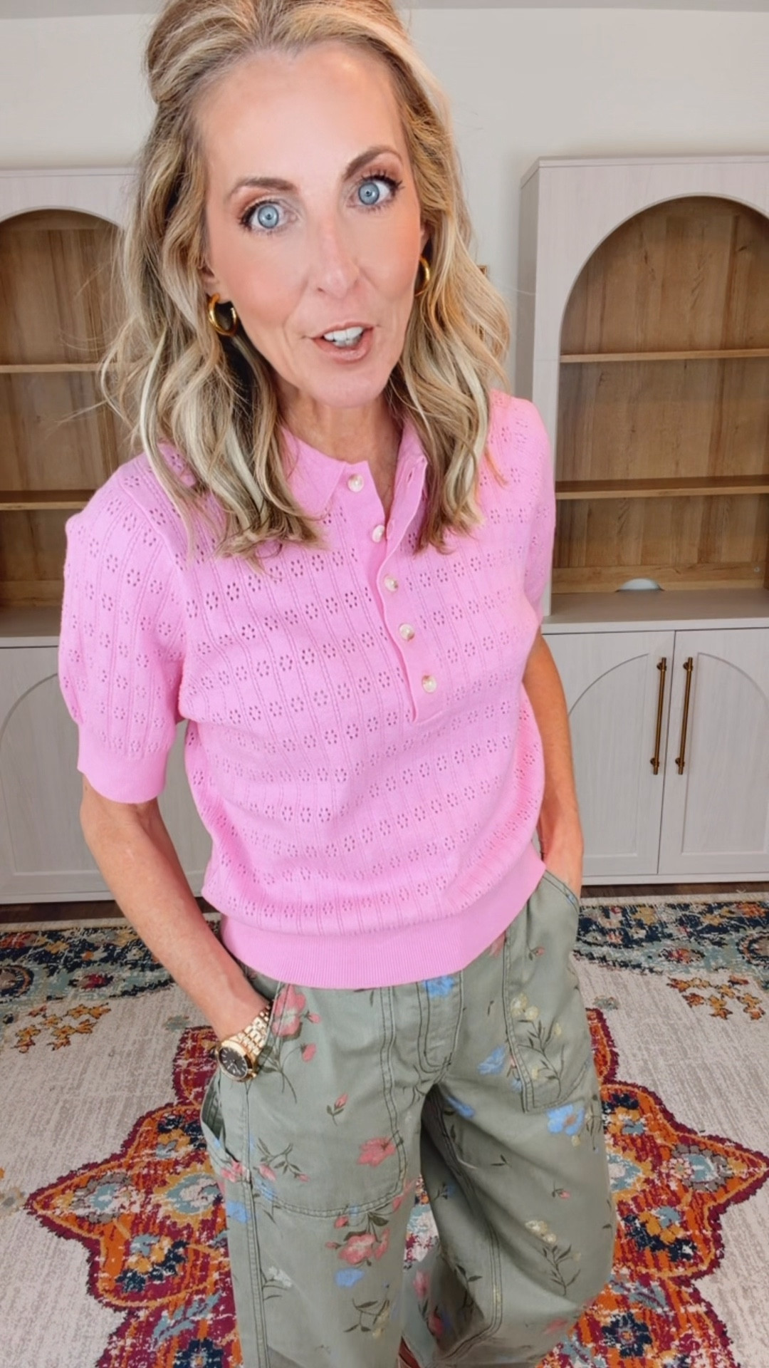 These pants have sold out once be sure to grab them. They have been restocked in some sizes. I am wearing a size 0  