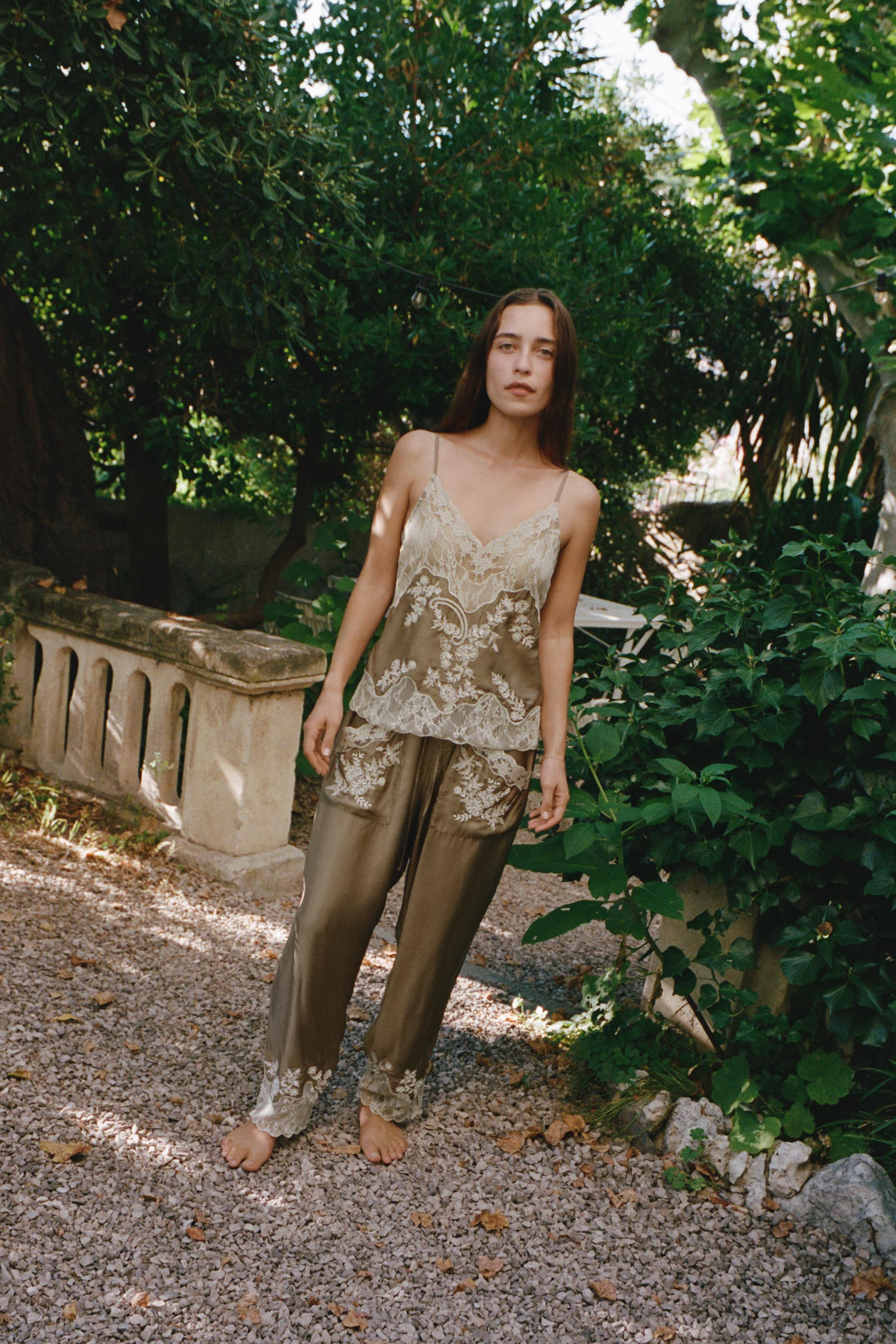 LACE EMBROIDERED LINGERIE TROUSERS | Zara UK