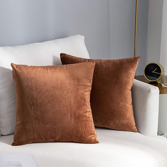 Stellhome Cozy Decorative Velvet Cushion Covers Square Throw Pillow Covers for Bed Couch Sofa Ben... | Amazon (US)