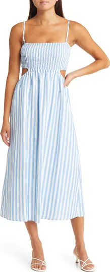 Lille Stripe Cutout Smocked Linen Blend Sundress | Nordstrom