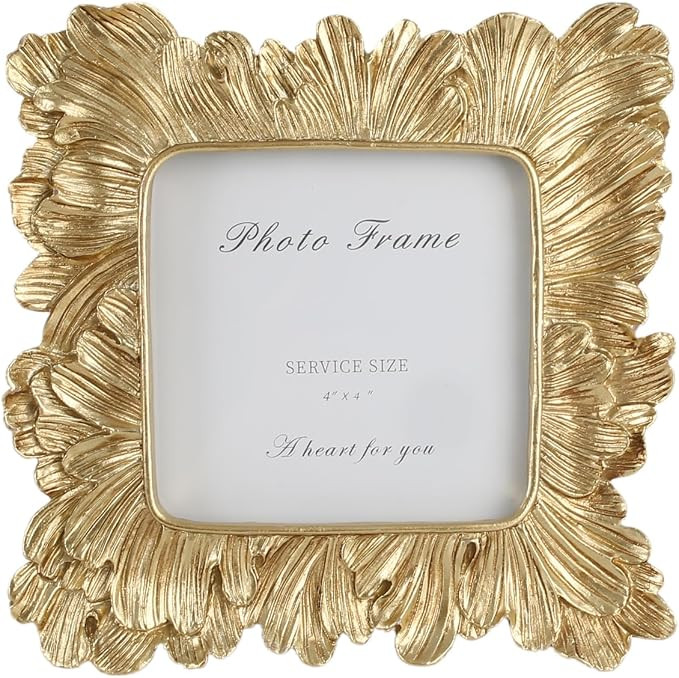4x4 Vintage Picture Frames, Picture Frame for Table Top Display and Wall Hanging Home Decor (Gold... | Amazon (US)