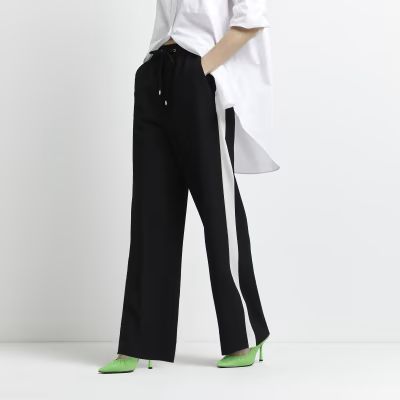 Black stripe wide leg trousers | River Island (UK & IE)