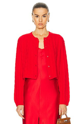 SABLYN Ash Cable Knit Cardigan in Scarlet | FWRD | FWRD 