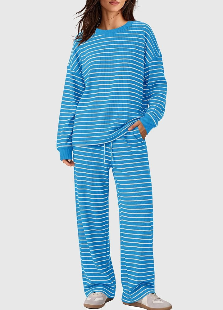 SENSERISE Womens Striped Lounge Set 2 Piece Outfit | Amazon (US)
