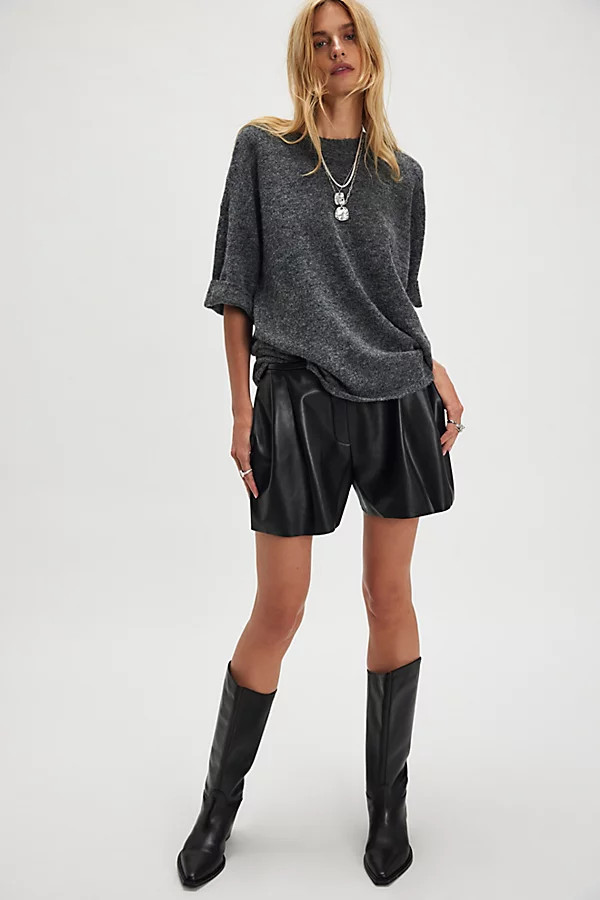 Norma Kamali Menswear Vegan Pleated Shorts | Free People (Global - UK&FR Excluded)