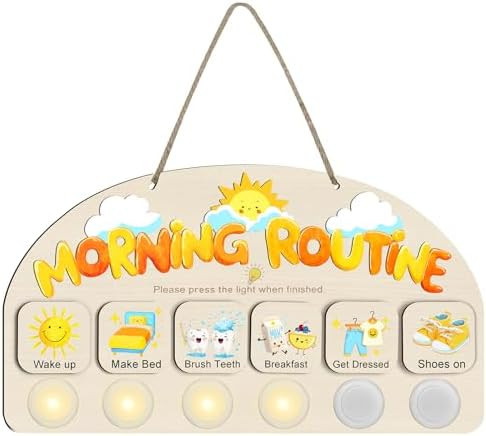Morning Routine Chart for Toddlers, Visual Schedule Chart Planner | to Do List with 6 Tap Lights ... | Amazon (US)