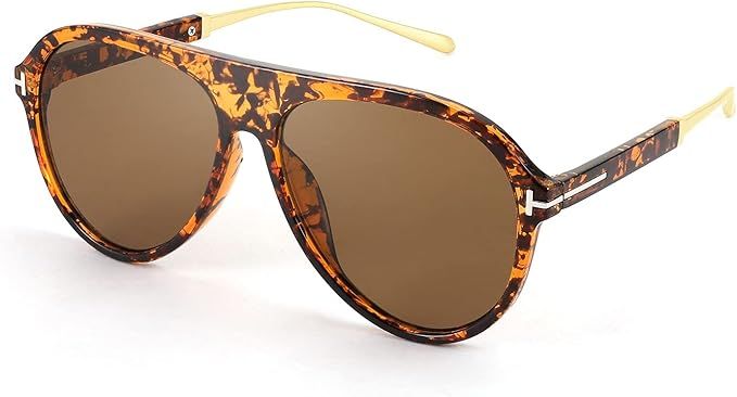 FEISEDY Retro 70s Aviator Sunglasses Oversized Classic Fantastically Vintage Round Sun Glasses fo... | Amazon (US)