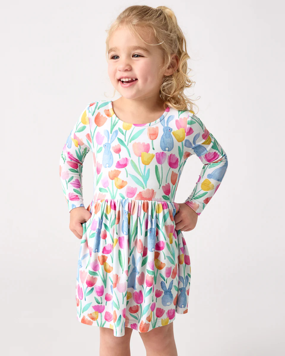 Garden Hop Bow Back Skater Dress | Little Sleepies