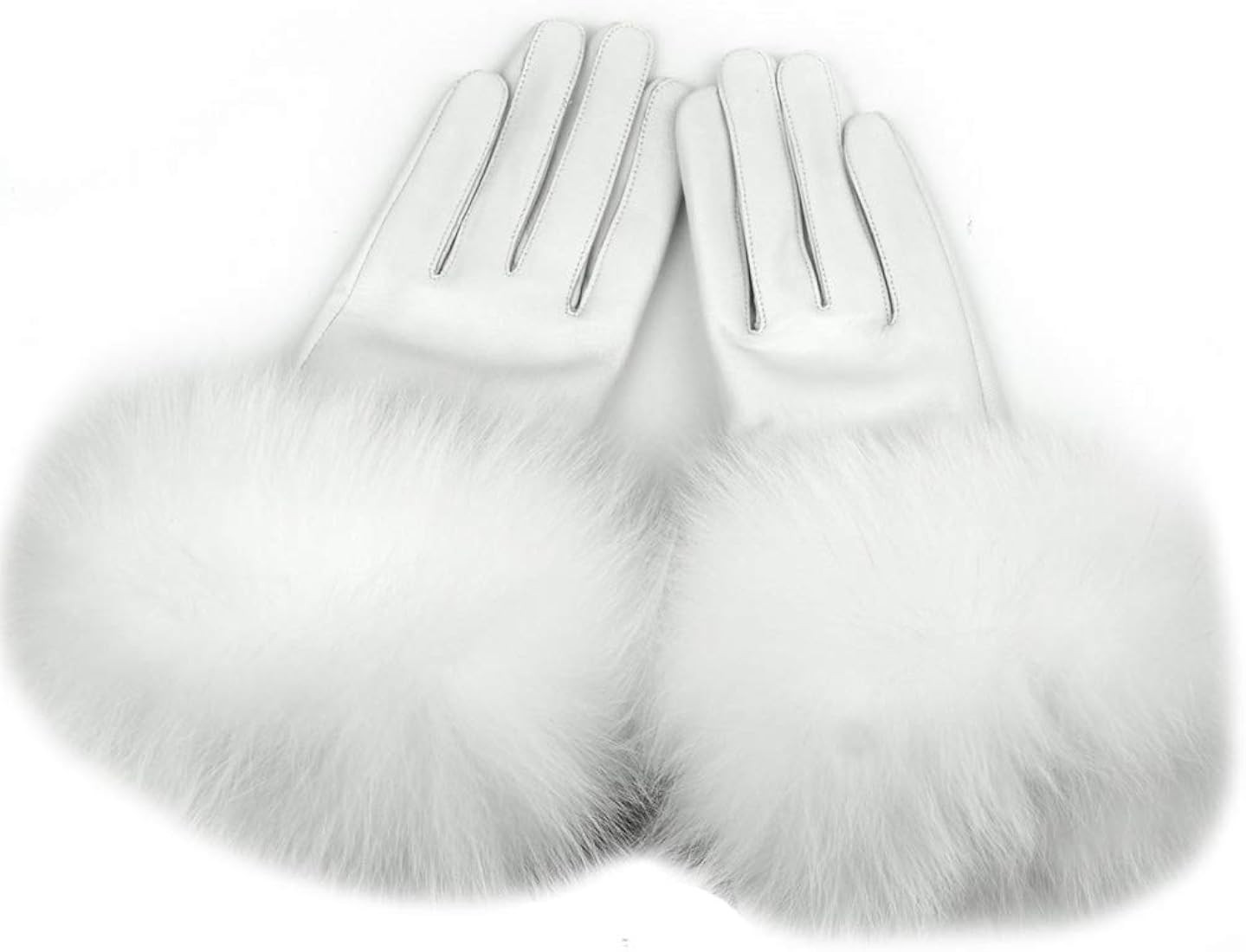 Yosang Women Genuine Lambskin Leather Winter Lined Gloves with Fox Fur Trim | Amazon (US)