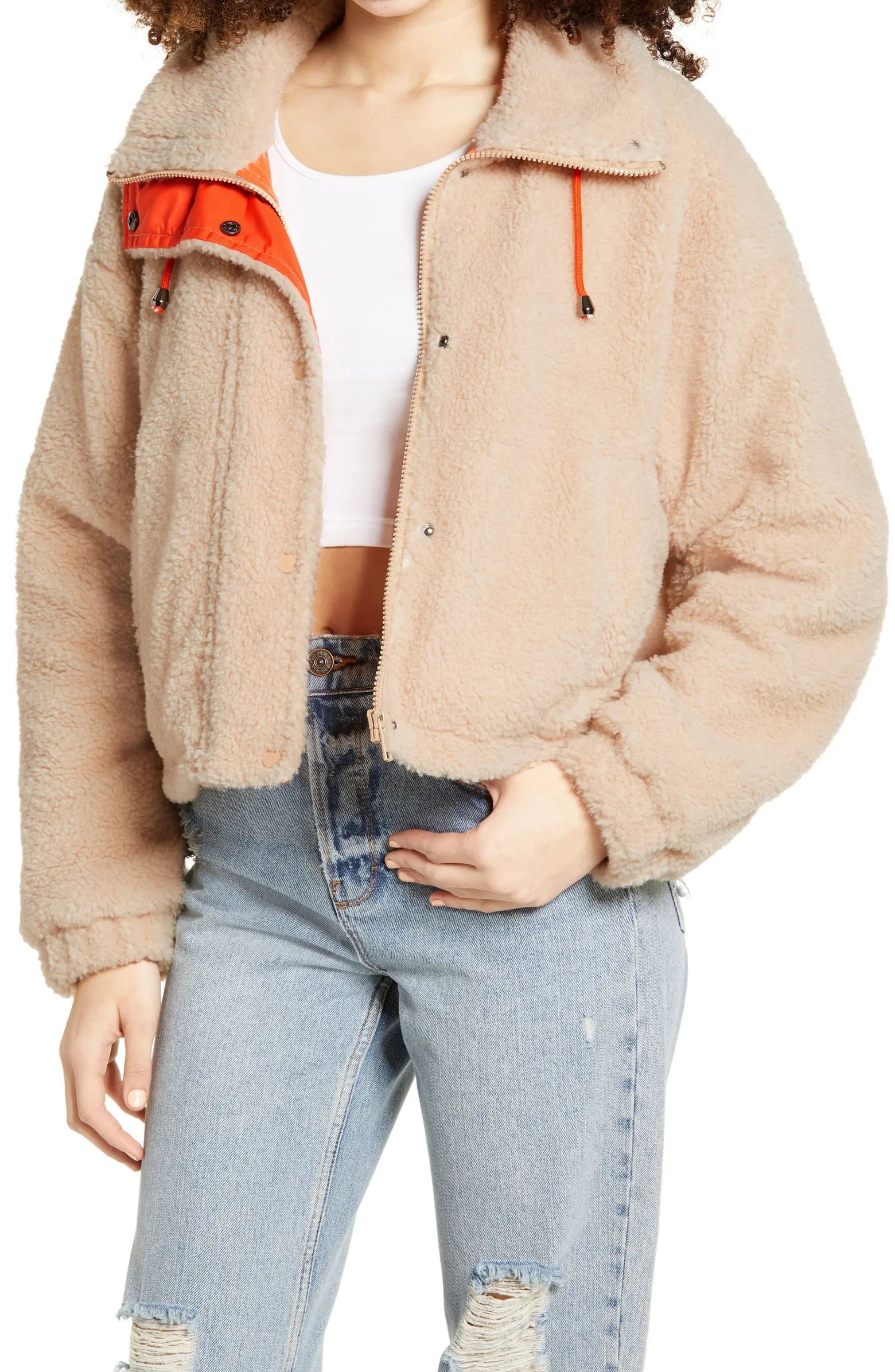 Neon Faux Shearling Bomber Jacket | Nordstrom