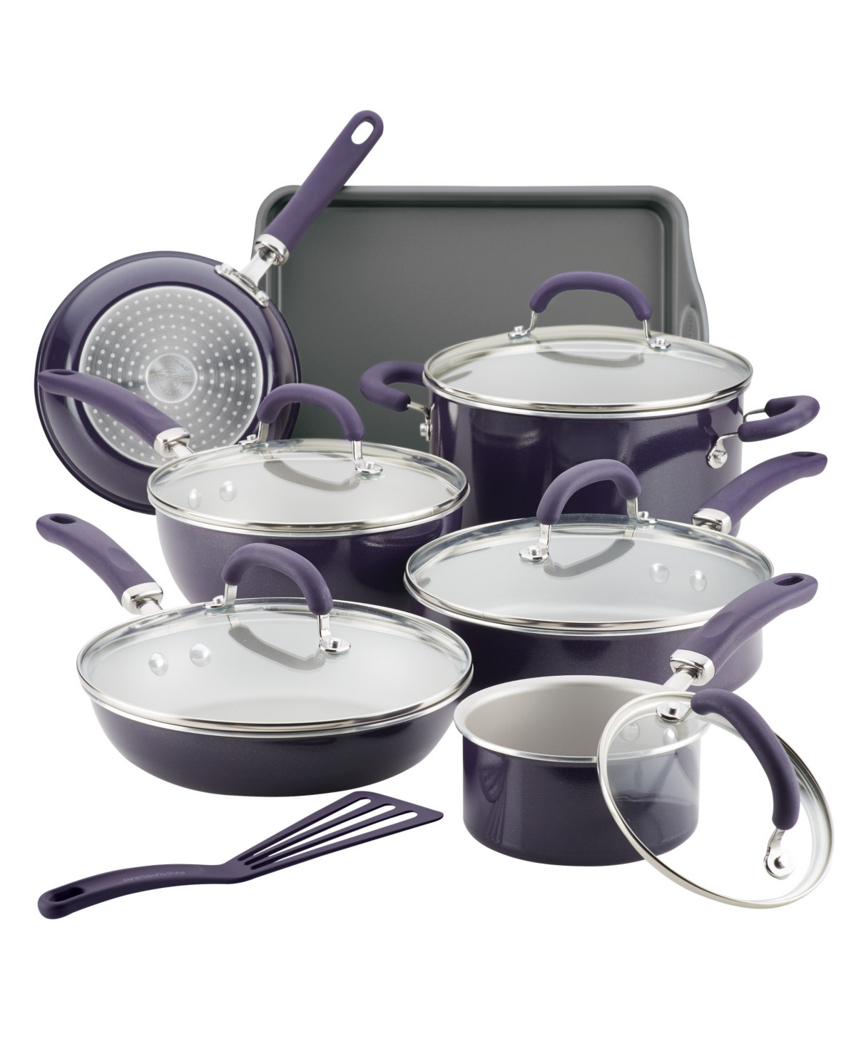 Rachael Ray Create Delicious Aluminum Nonstick Cookware Set, 13 Piece - Purple Shimmer | Macy's