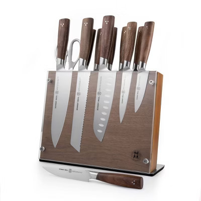 Schmidt Bros Cutlery 14pc Knife Block Set Delta: Stainless Steel Blades, Wood Handles, Includes Sharpener & Steak Knives | Target