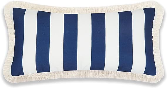 Hofdeco Premium Coastal Patio Indoor Outdoor Long Lumbar Pillow Cover Only, 12"x26" Water Repelle... | Amazon (US)