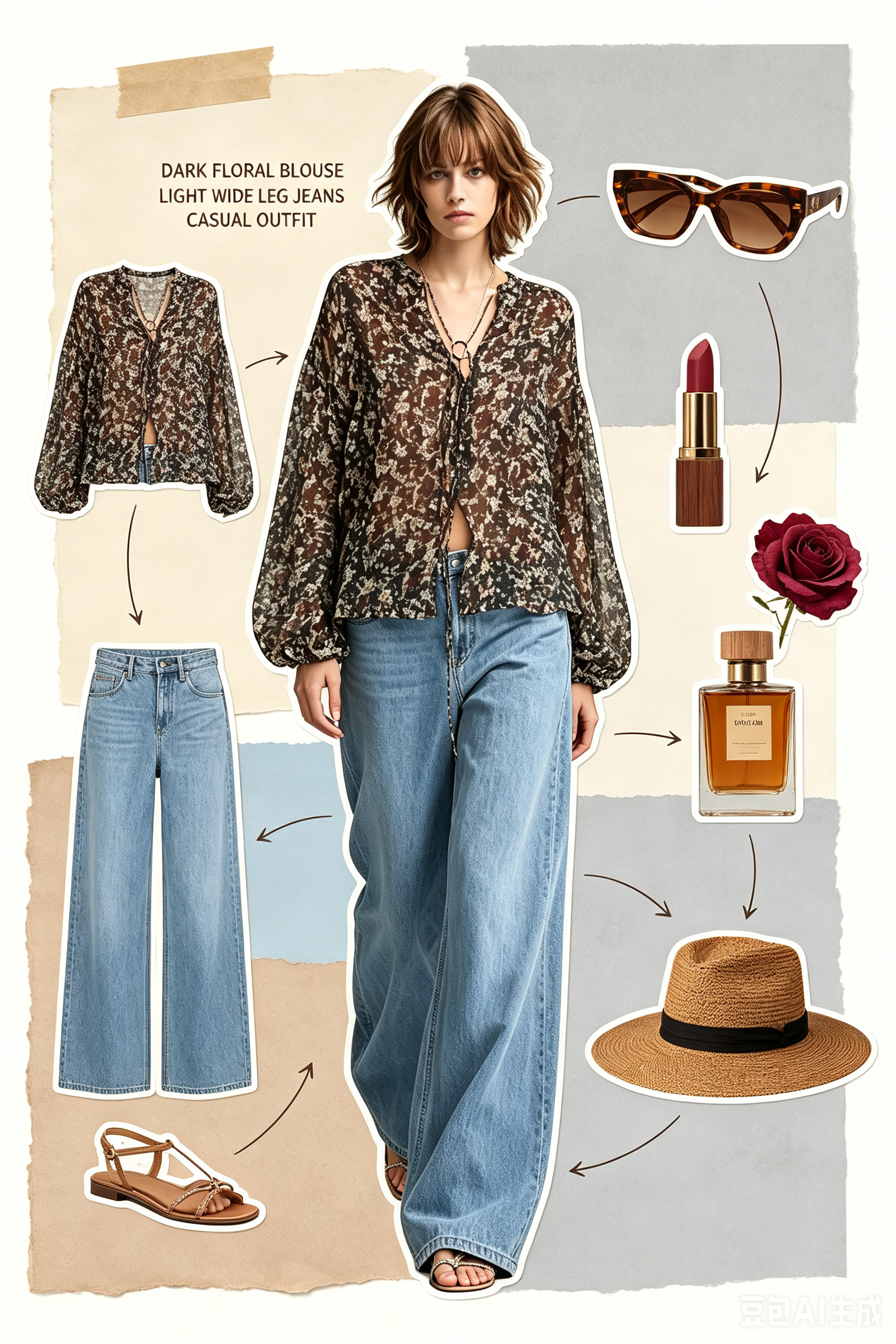 Dark Floral Sheer Blouse & Light Wash Wide Leg Jeans Casual Everyday Outfit
#FloralBlouseJeans
#WideLegDenim
#BohoCasualStyle 

 #LTKootd #LTKOver40 #LTKWorkwear