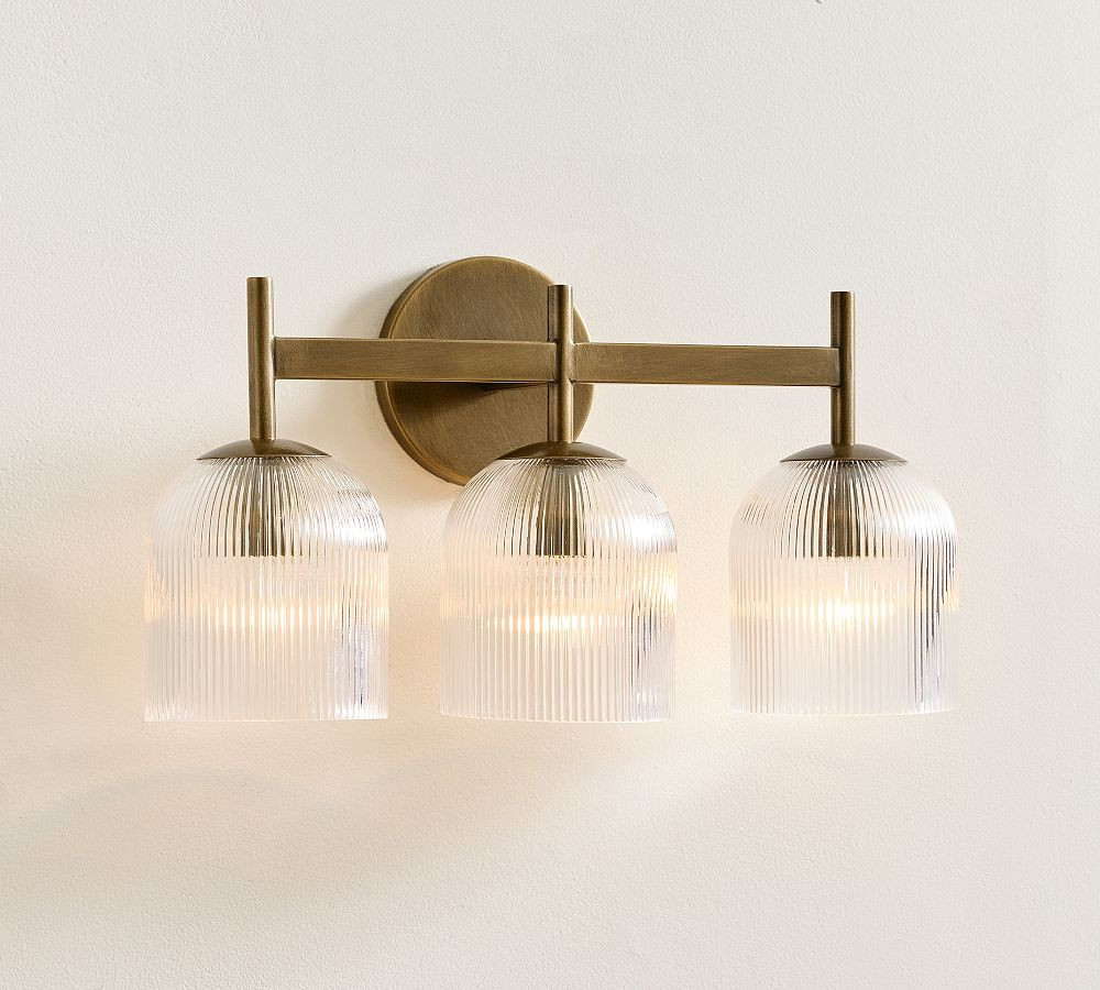 Cooper Ribbed Glass Triple Sconce (17") | Pottery Barn (US)
