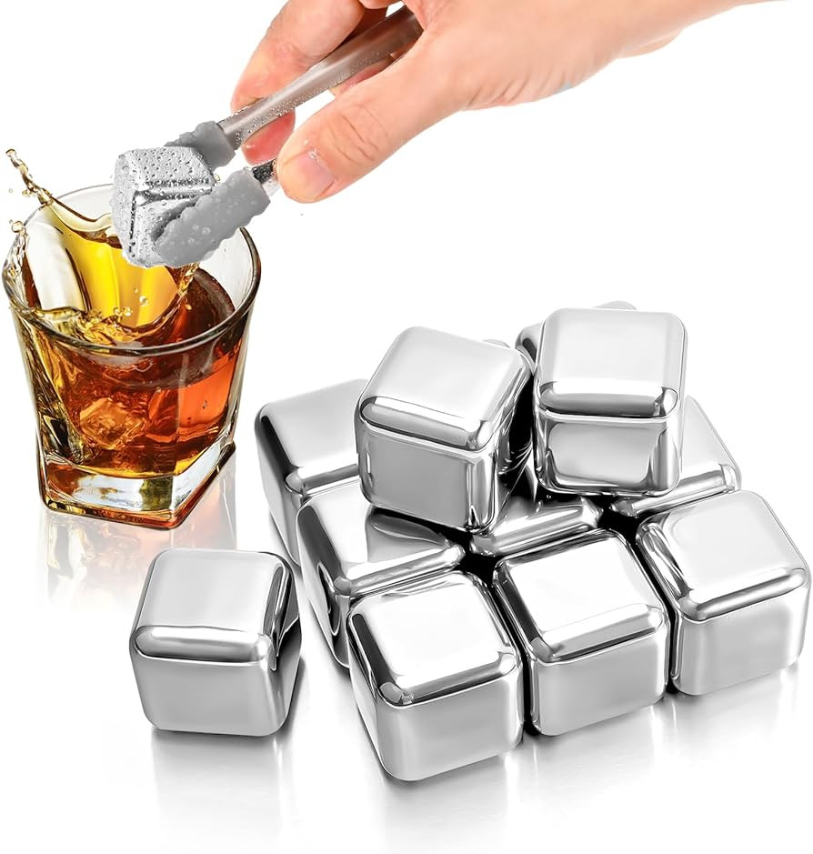 Wiederverwendbare Eiswürfel Edelstahl, Ice cube trays, 304 Edelstahl, Packung mit 12 Eiswürfel,... | Amazon (DE)