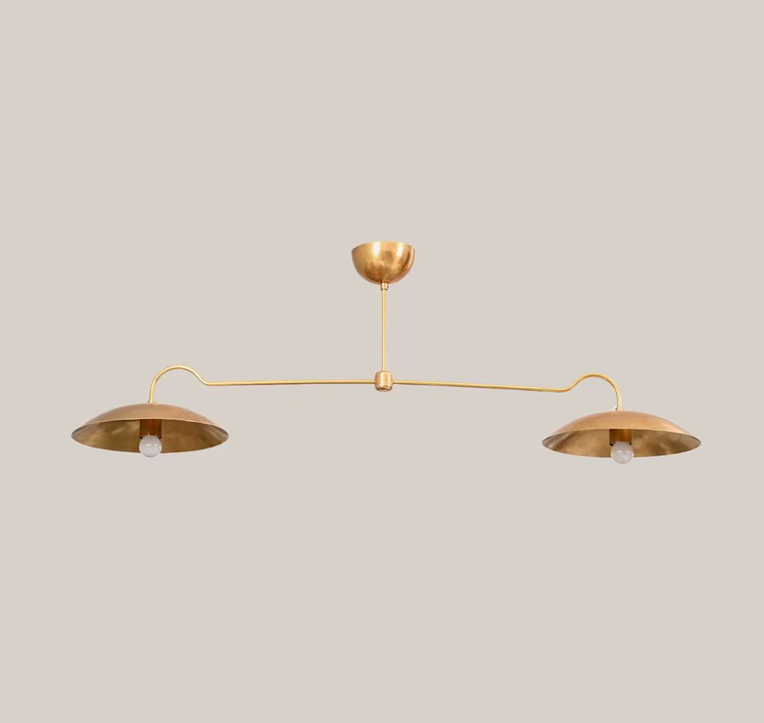 2 Light Dome Italian Raw Brass Linear Chandelier - Etsy | Etsy (US)