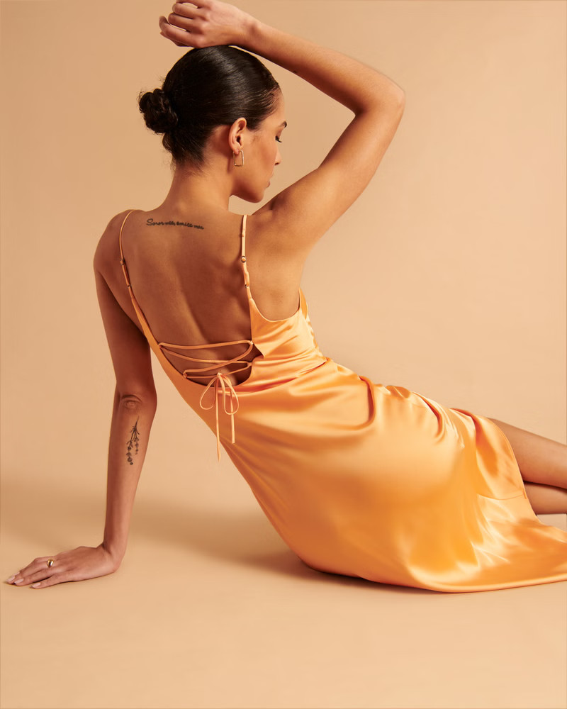 Satin Slip Midi Dress | Abercrombie & Fitch (US)