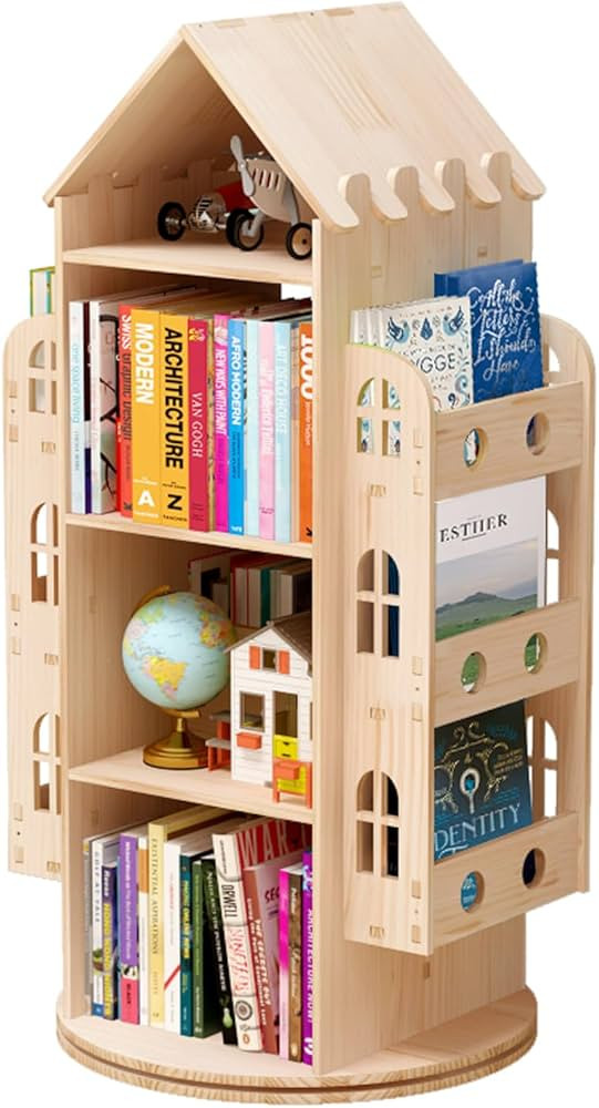 DMTINTA Rotating Bookshelf 360 Display 4 Tier Floor Standing Bookcase Storage Rack for Kids&Adult... | Amazon (US)
