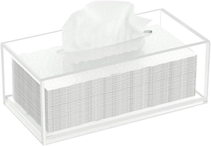 FEMELI Acrylic Tissue Box,Clear Facial Tissue Holder Case Dispenser Napkin Organizer for Bathroom... | Amazon (US)