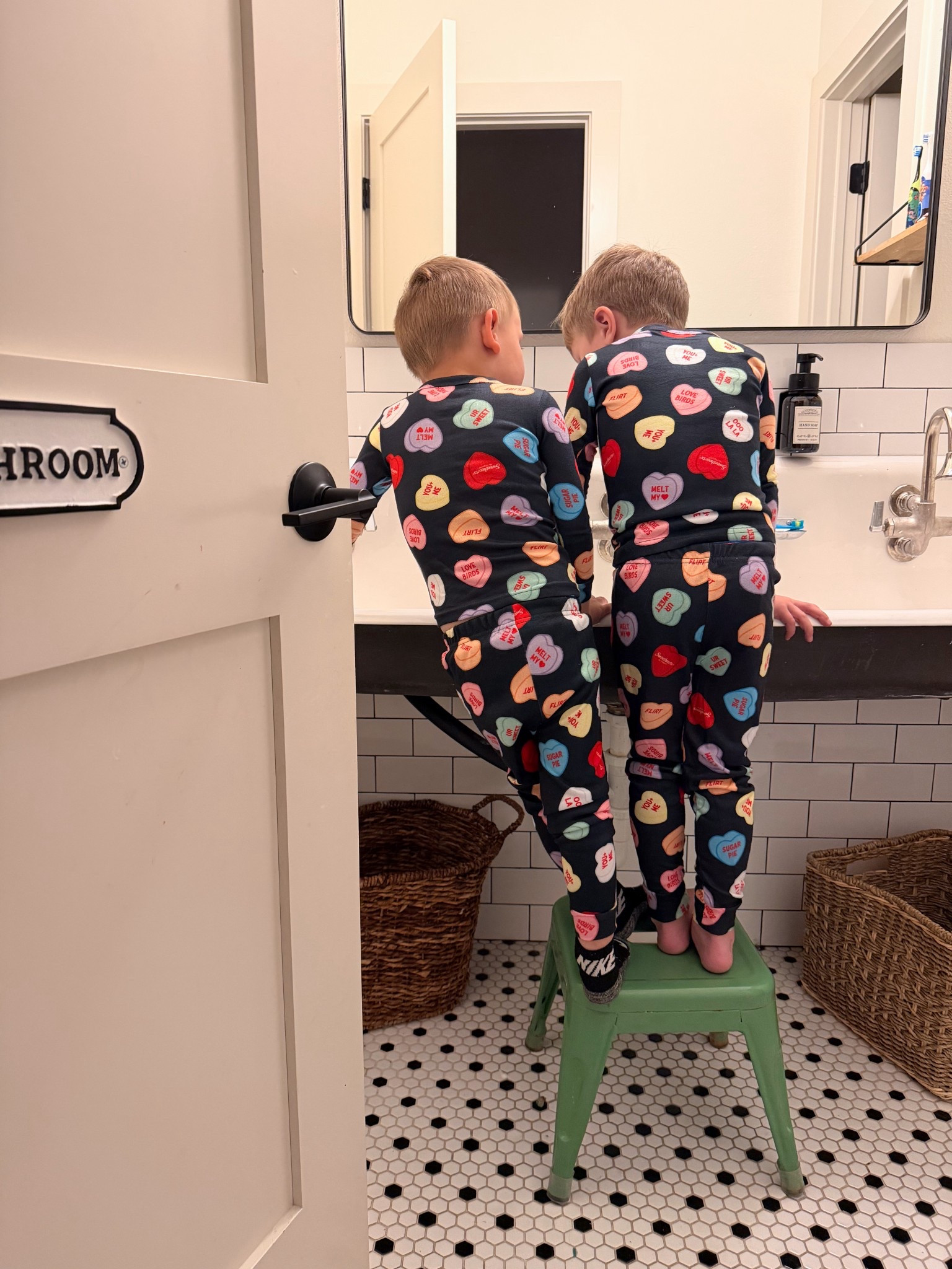 We love holiday themed pjs around here, these are only $10! Size up one! 