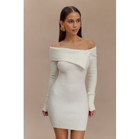 Stephanie Asymmetric Knit Mini Dress / Ivory | MESHKI | 3XL | MESHKI US