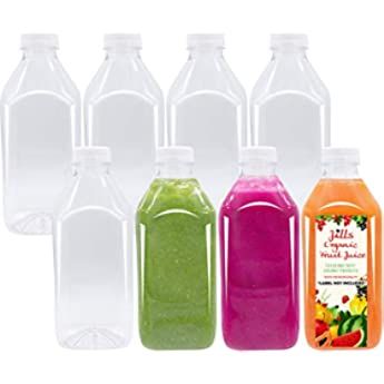 12 OZ Empty PET Plastic Juice Bottles - Pack of 12 BPA Free Reusable Clear Disposable Milk Bulk Cont | Amazon (US)