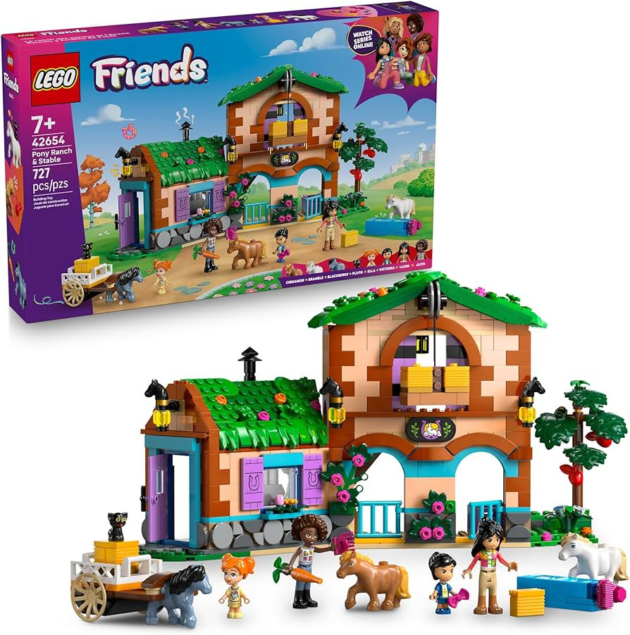 LEGO Friends Pony Ranch & Stable Pretend Play Building Toy - Playset with 3 Horse Toys for Creati... | Amazon (US)