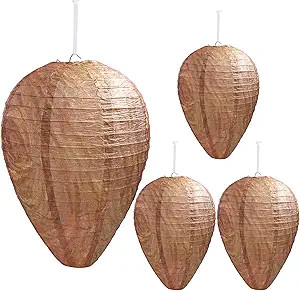 4 Pack Wasp Nest Decoy Hanging Wasp Deterrent for Wasps Hornets Yellow Jackets | Amazon (US)