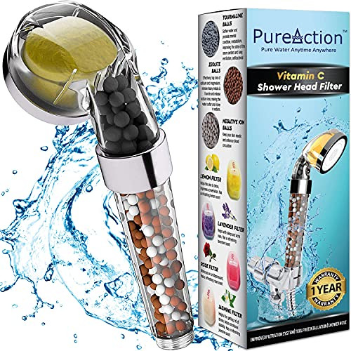 PureAction Vitamin C Shower Head with Hose & Replacement Filters - Hard Water Softener - Chlorine &  | Amazon (US)