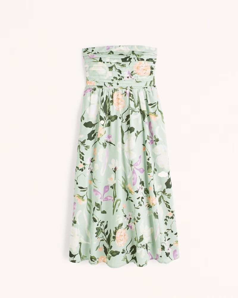 Emerson Strapless Poplin Midi Dress | Abercrombie & Fitch (US)