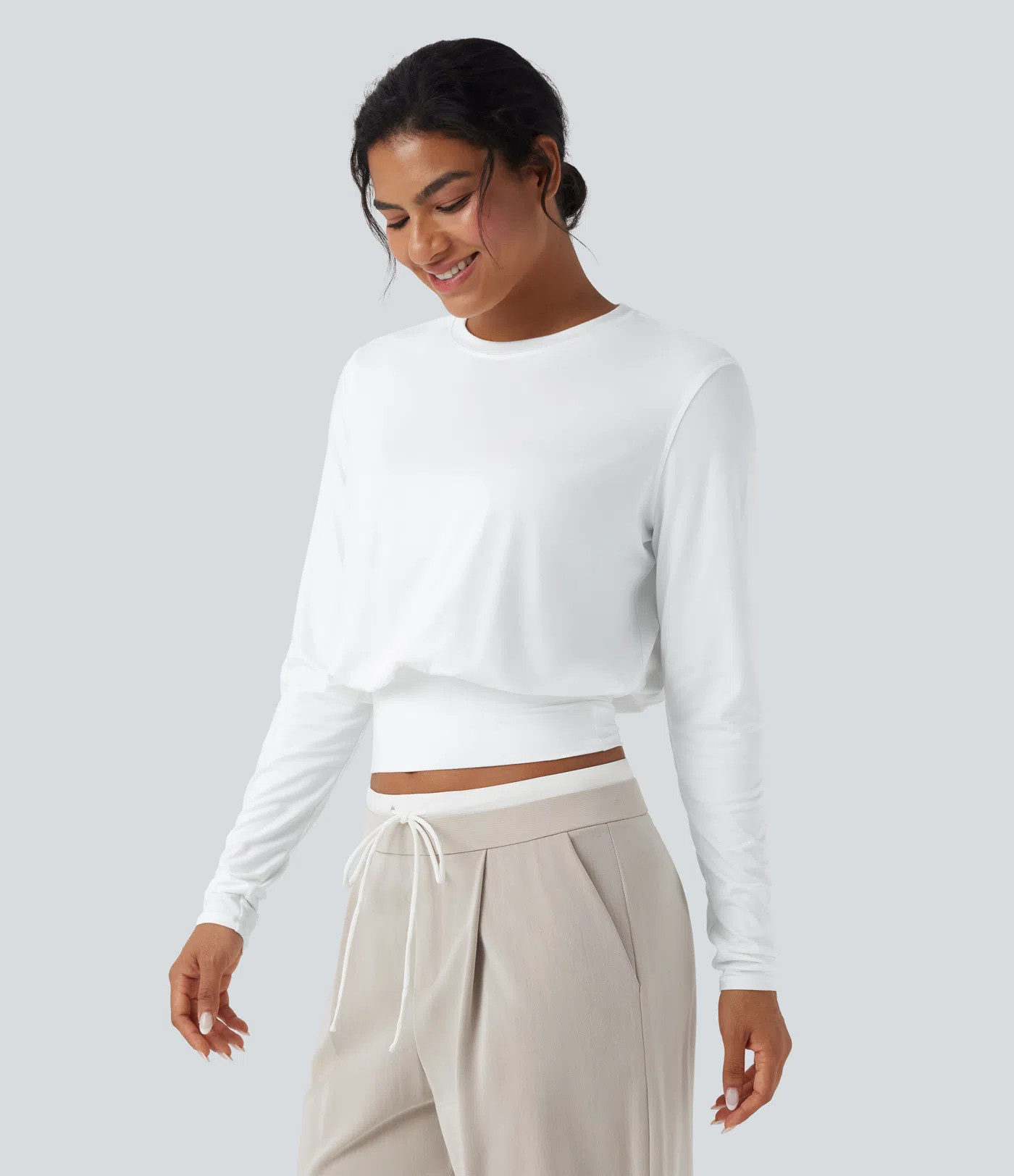 Women’s Round Neck Long Sleeve Work Top - Halara | HALARA