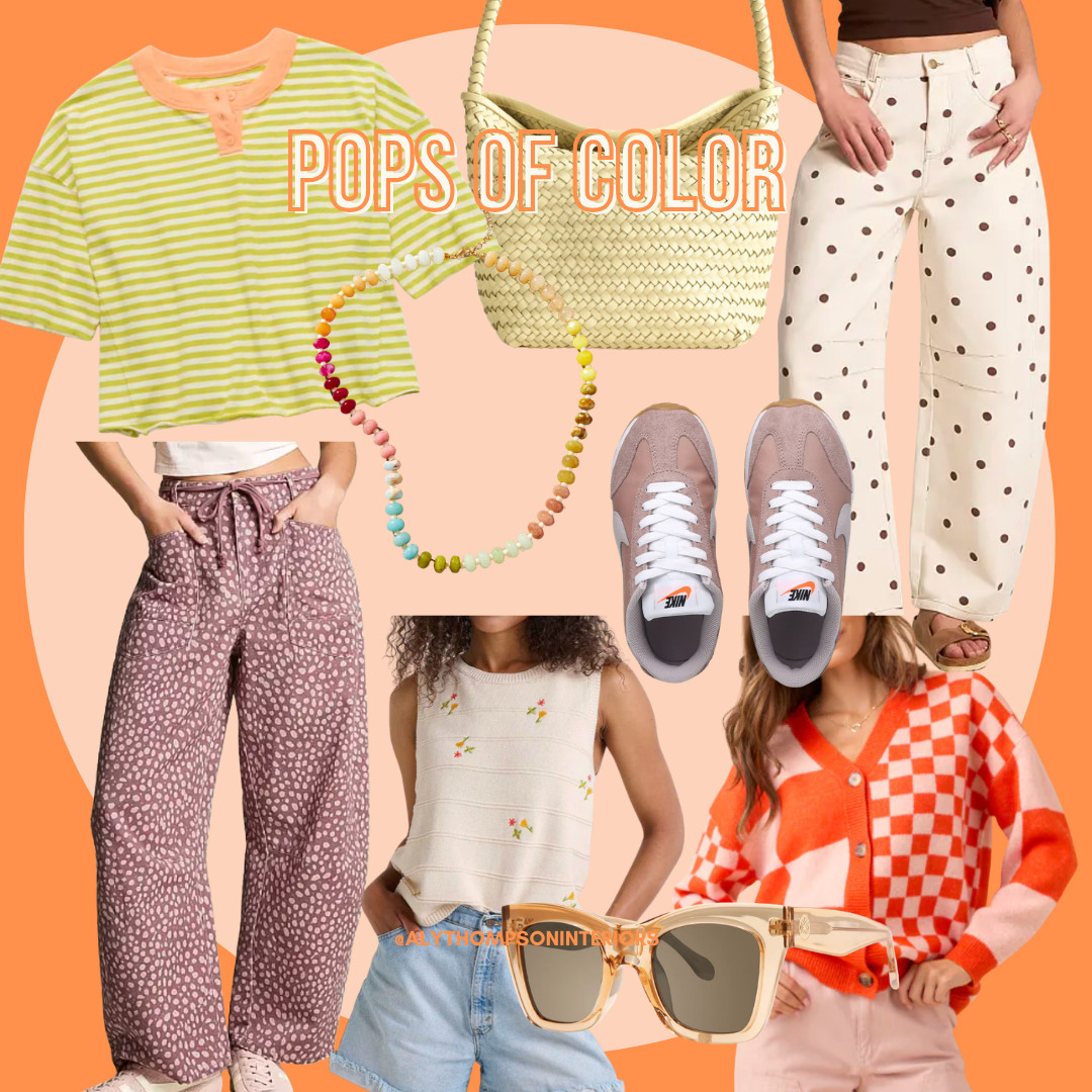 Spring Wardrobe | Spring Color | Pops of Color | Checkers | Bubble Pants | Barrel Pants | Polka Dots | Striped | Spring Break | Tennis Shoes | Handbag  

 #LTKSpringSale #LTKootd #LTKSeasonal