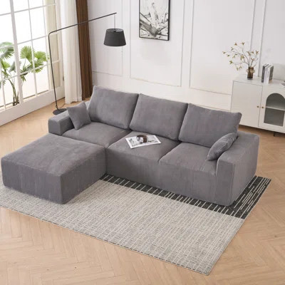 Boneless Sectional Cloud Couch Sofa For Living Room, 113" U-Shaped Modular Modern Lounge Sleeper Grey Couches With Chaise, No Assemble, Cordury Compre | Wayfair North America
